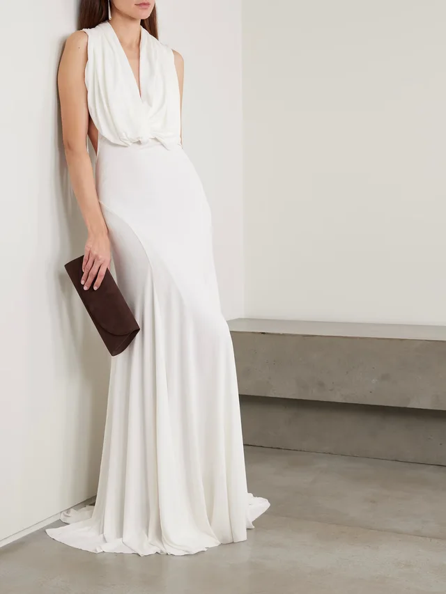 CHRISTOPHER ESBER Ripple stretch-jersey halterneck gown in White, photo 2 of 2 from NET-A-PORTER (Canada)