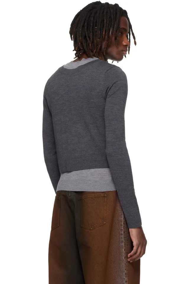 EGONlab Gray Illusion Layered Cardigan, photo 3 of 4 from SSENSE