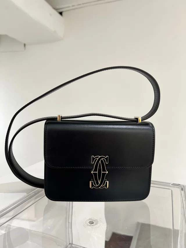 Black Calf C De Cartier Bag in Black from Luxury Promise