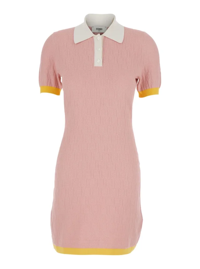 Fendi Pink dress with classic collar in cotton and silk blend for women in Pink 70% Cotton 25% Silk 5% Polyamide from Gaudenzi Boutique, photo 1 of 1