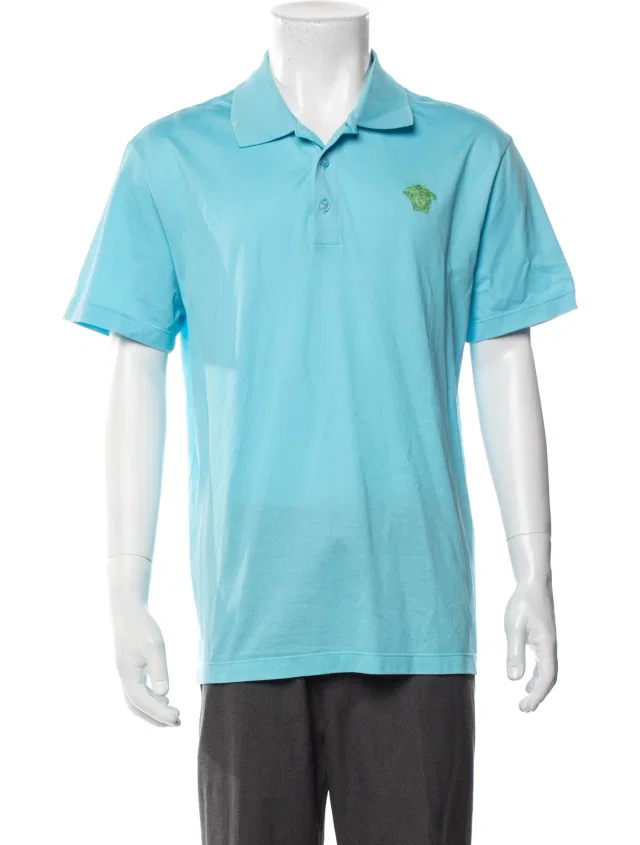 Versace Collar Short Sleeve Polo Shirt in blue from The RealReal