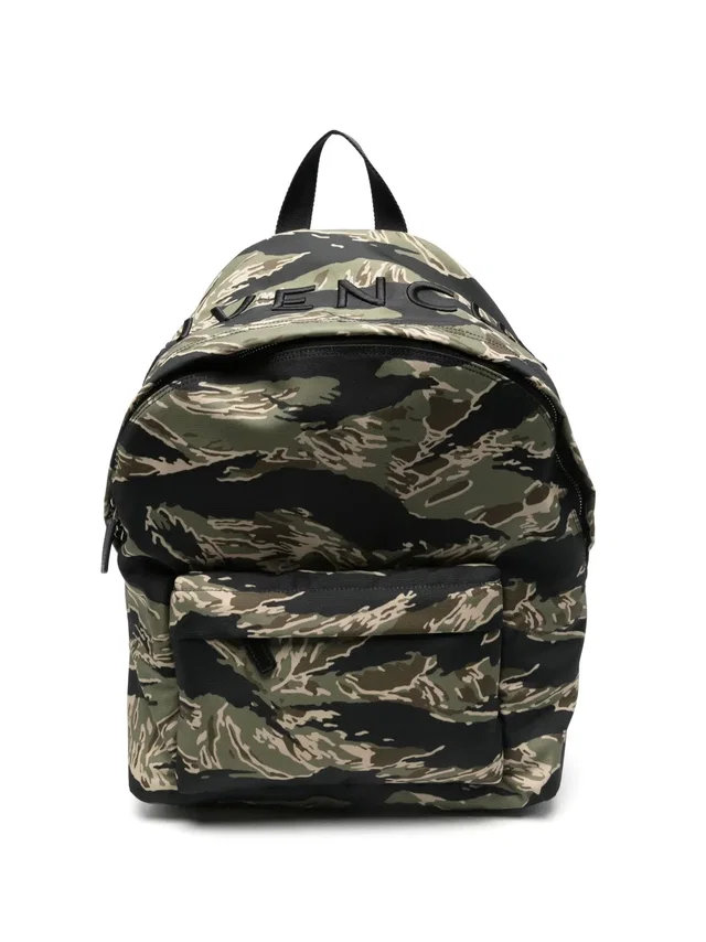 Givenchy Tiger-Stripe Camouflage Logo Backpack — Multicolor Polyester in Multicolor from HEWI