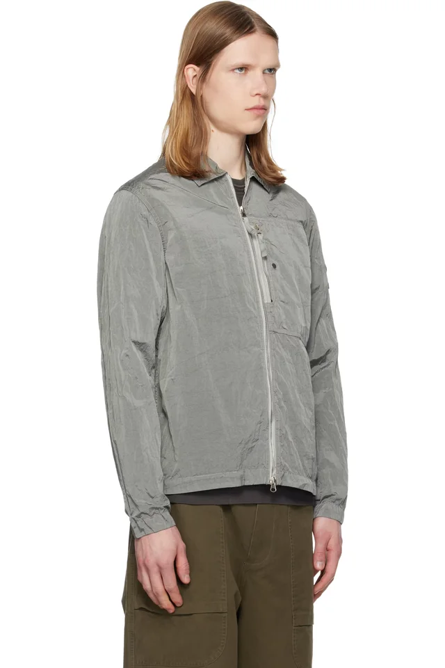 Stone Island Gray 1200038 Nylon Metal ECONYL Overshirt, photo 2 of 3 from SSENSE
