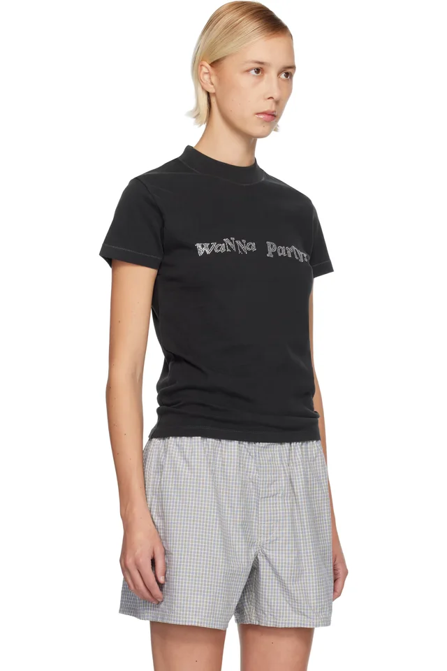 ERL Black 'Wanna Party' T-shirt, photo 2 of 4 from SSENSE
