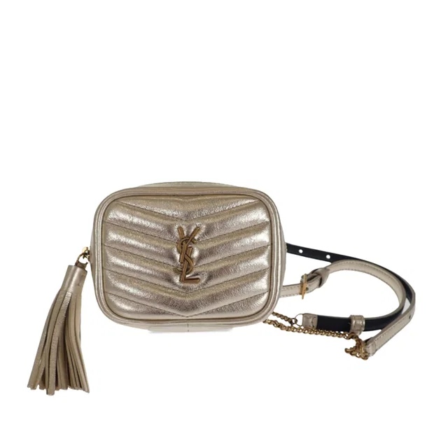 Gold Saint Laurent Baby Metallic Matelasse Calfskin Monogram Lou Camera Bag in Gold Calfskin from Designer Revival