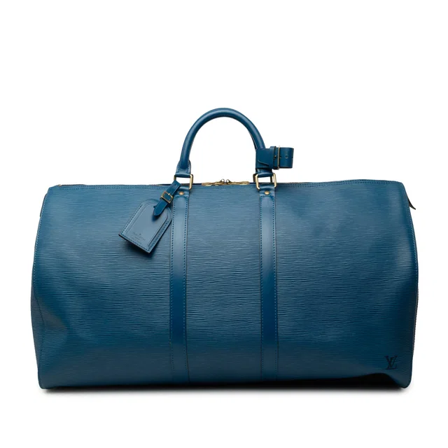 Blue Louis Vuitton Epi Keepall 55 Travel Bag in Blue Leather from Designer Revival