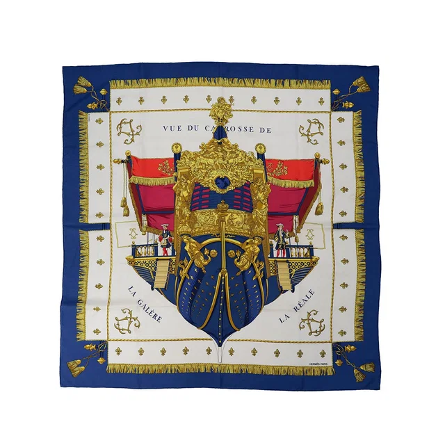 Hermès Carre 90 Vue Du Carrosse De La Galere La Reale Scarf Silk Multicolor in Multicolor Silk from Luxury Promise