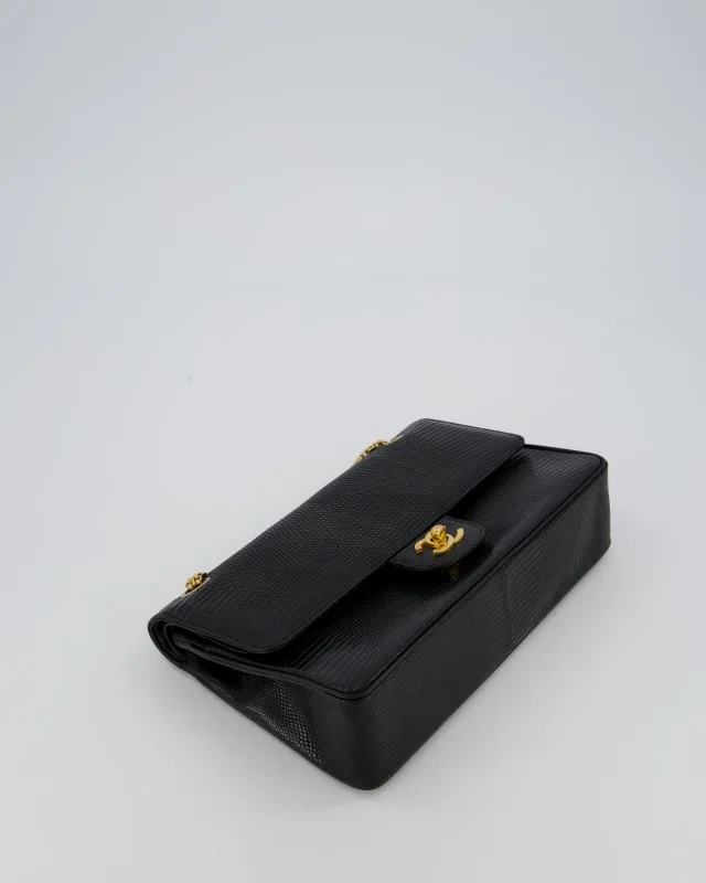 Chanel Vintage Medium Classic Flap Bag in Black Lizard from Sellier, photo 18 of 20