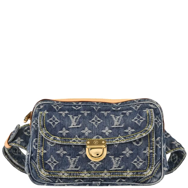Louis Vuitton Blue Monogram Denim Bum Bag Waist Pouch M95347 in Blue Denim from AMORE Vintage Tokyo