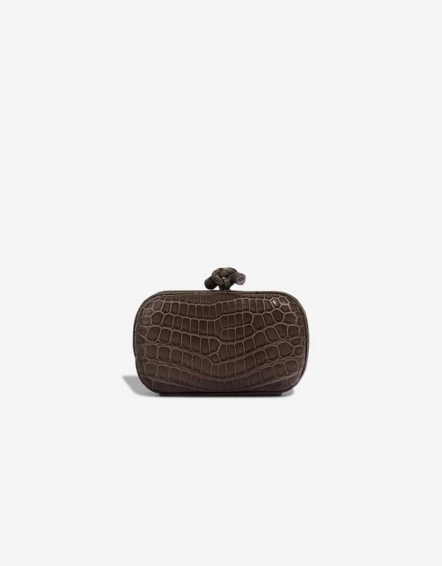 Bottega Veneta Knot Clutch Crocodile Brown in Brown Crocodile from SACLÀB
