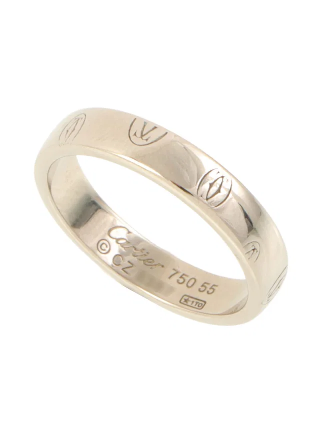 Cartier 18K Happy Birthday Ring #55 White Gold in White from VINTAGE QOO TOKYO
