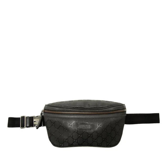 Black Gucci GG Imprime Belt Bag in Black Coated canvas from Designer Revival