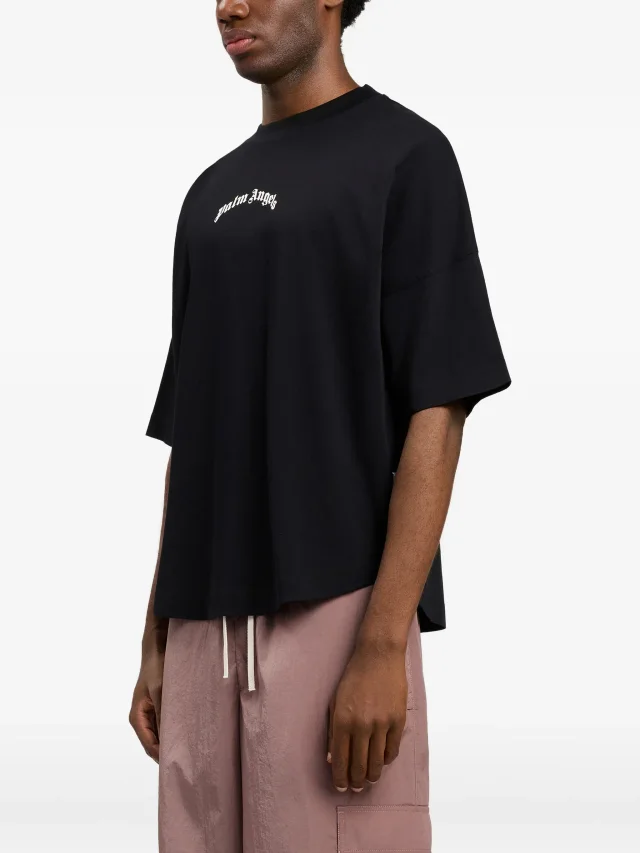 Palm Angels logo oversized T-shirt in Black, photo 4 of 6 from FARFETCH