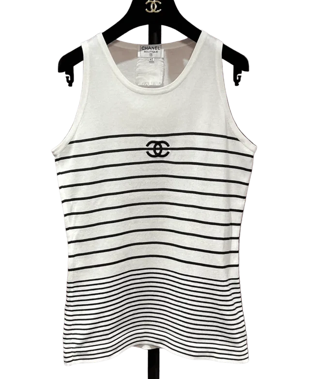 Chanel White Stripe Top 40 in White from Luxury Promise