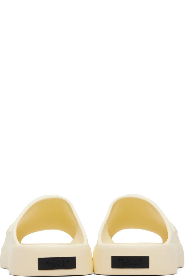 Fear of God ESSENTIALS Yellow Essentials Los Feliz Slides, photo 2 of 5 from SSENSE