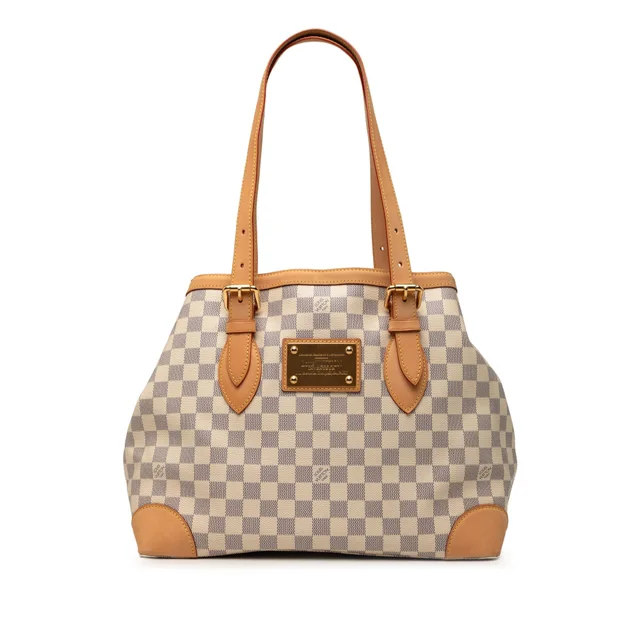 White Louis Vuitton Damier Azur Hampstead MM Tote Bag in White Canvas from Designer Revival