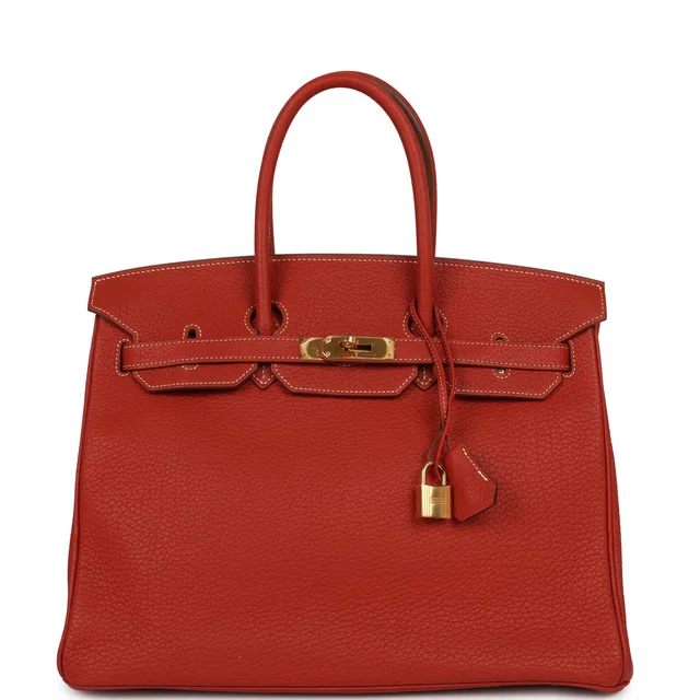 Hermès Birkin 35 Sanguine Fjord Gold Hardware in Goatskin from Madison Avenue Couture