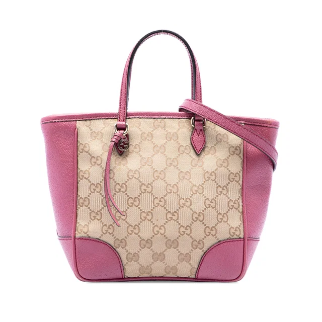 Pink Gucci Small GG Canvas Bree Satchel in Pink Canvas from Designer Revival