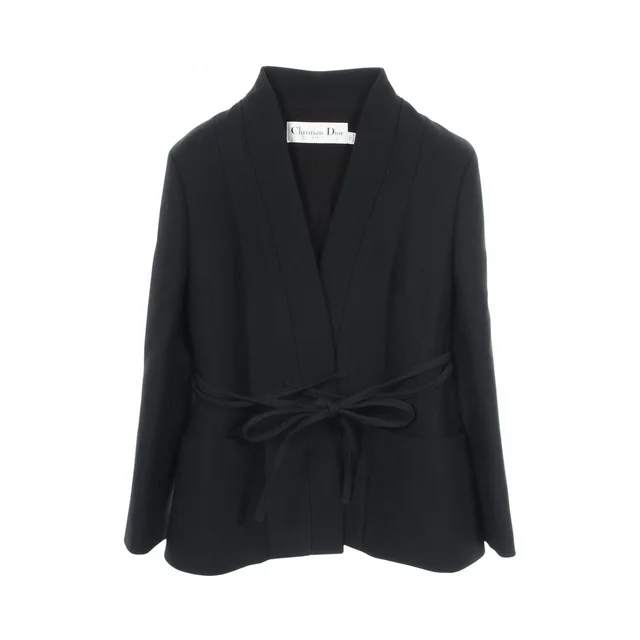 Dior Tailored Jacket Collarless Wool Silk in Silk from The Reluxe