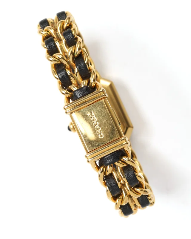 Chanel Première L 20mm Gold-Plated Black Dial Quartz Watch in Black Woven leather from A Retro Tale, photo 4 of 8