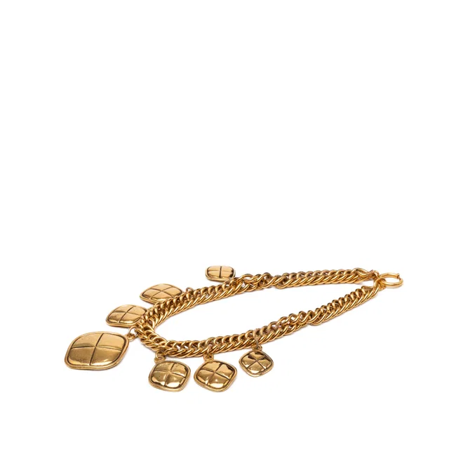 Gold Chanel Gold Plated Quilted Diamond Charms Necklace in Gold from Designer Revival
