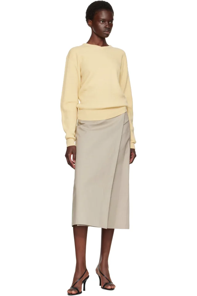 TONYWACK Yellow Superfine Wool Commando V-Neck Sweater, photo 4 of 4 from SSENSE
