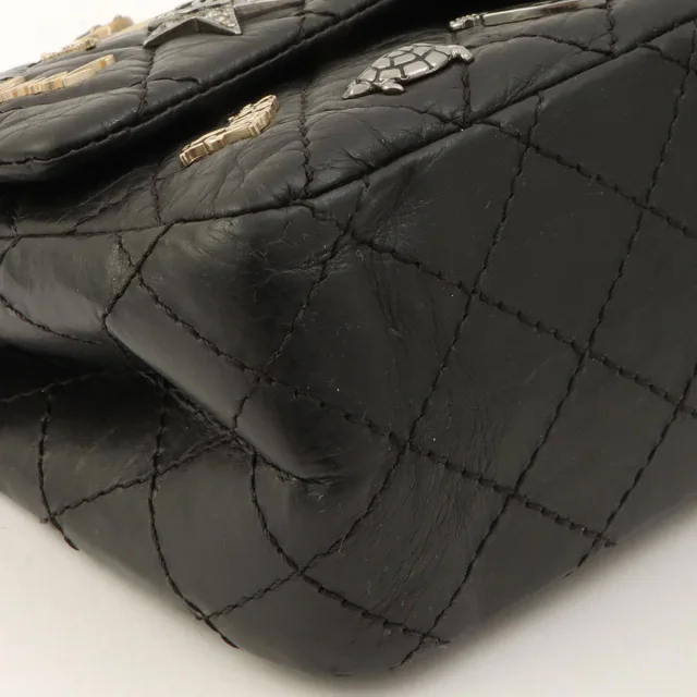 Chanel Around 2012 Made Icon 2.55 Chain Shoulder Bag Black in Black Calfskin from VINTAGE QOO TOKYO, photo 10 of 15