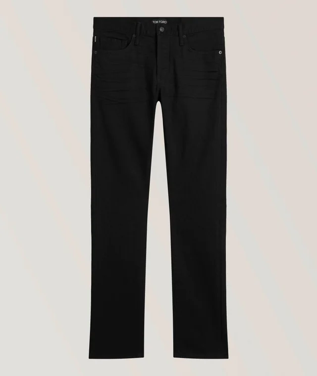 Selvedge Straight-Fit Jeans in Black, image 1 of 1 from Harry Rosen