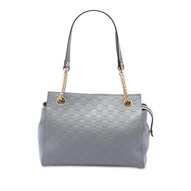 Gray Gucci Medium Guccissima Soft Shoulder Bag in Grey Leather from Designer Revival