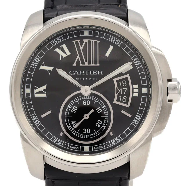 Calibre de Cartier Stainless Steel in Crocodile from LuxUness