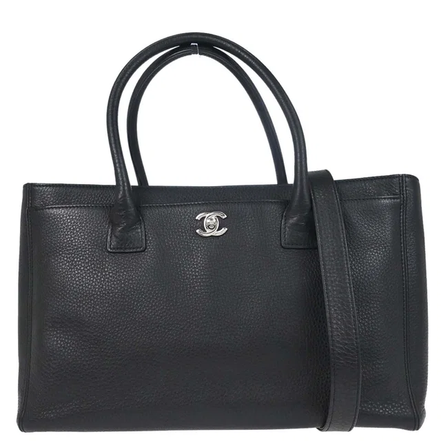 Chanel 2015-2016 Black Deerskin Executive Cerf 2way Shoulder Tote Bag in Black from AMORE Vintage Tokyo