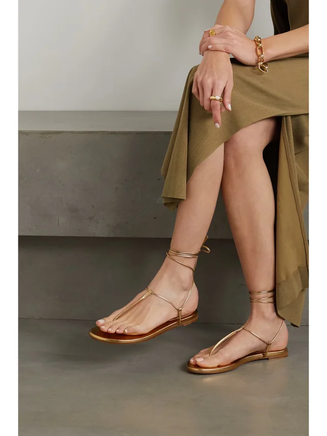 GIANVITO ROSSI Gwyneth metallic leather sandals in Metallic, photo 2 of 2 from NET-A-PORTER (Canada)