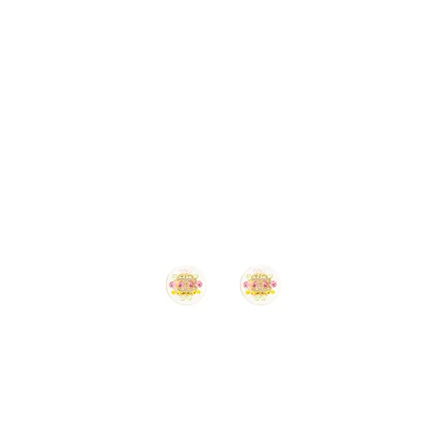 Chanel mini round with CC logo rainbow earrings light gold tone from EMIER