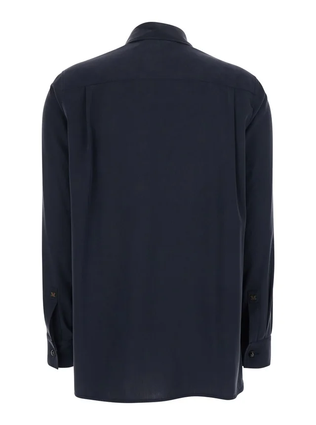MAX MARA Blue Shirt with Front Patch Pocket in Silk Woman in Blue 100% Silk, photo 4 of 6 from Gaudenzi Boutique