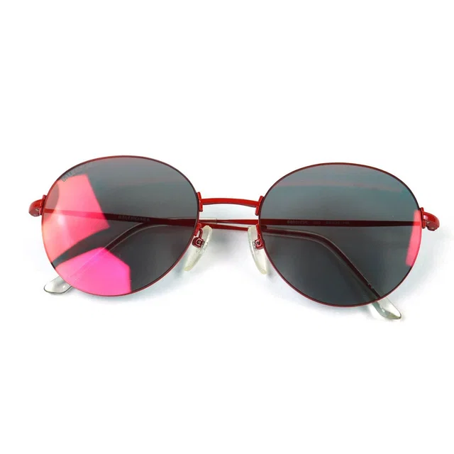 Balenciaga Logo Round Mirror Lens Sunglasses Eyewear Red 55 in Red from The Reluxe