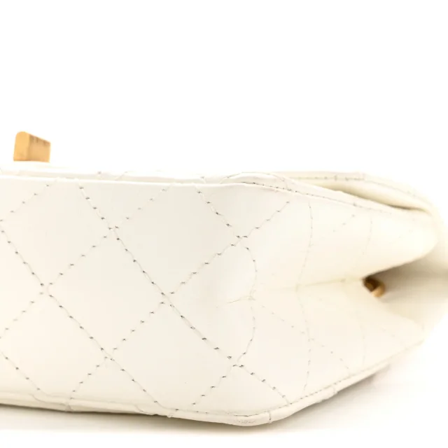 Chanel Aged Calfskin Quilted 2.55 Reissue Mini Flap White in White Calfskin from FASHIONPHILE, photo 10 of 14