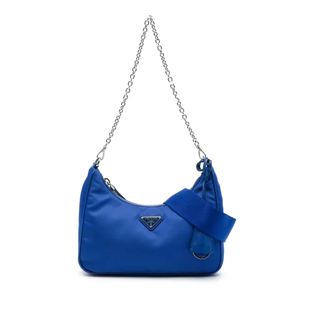 Blue Prada Mini Tessuto Re Edition 2005 Shoulder Bag in Blue Nylon from Designer Revival
