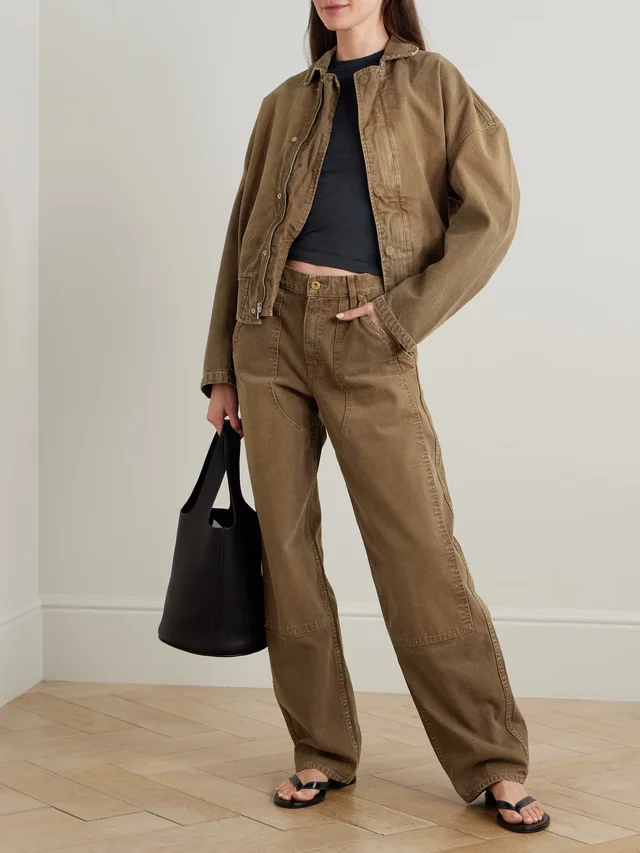 SLVRLAKE Tess Worker paneled low-rise wide-leg jeans in Brown, photo 2 of 2 from NET-A-PORTER (Canada)