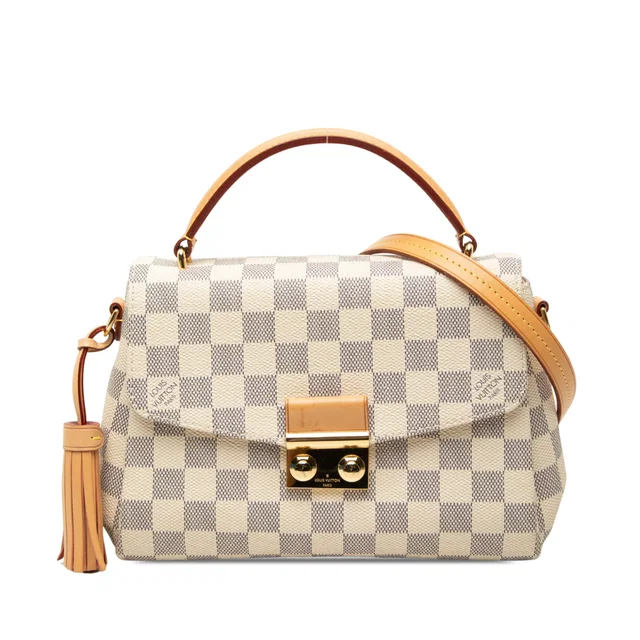 White Louis Vuitton Damier Azur Croisette Satchel in White Canvas from Designer Revival