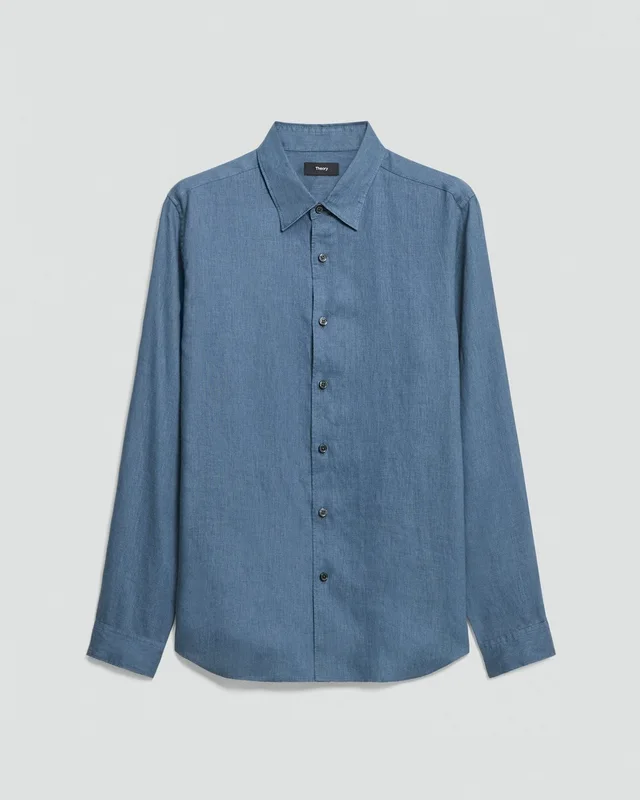 Theory Irving Shirt in Relaxed Linen in BERING 100% Linen, photo 8 of 12 from Theory