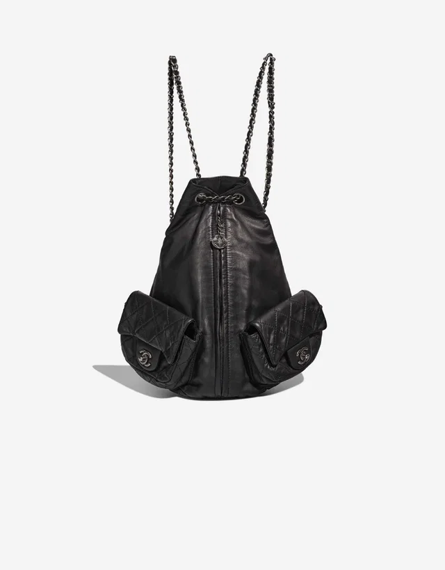 Chanel Backpack Lamb Anthracite in Grey Lambskin from SACLÀB