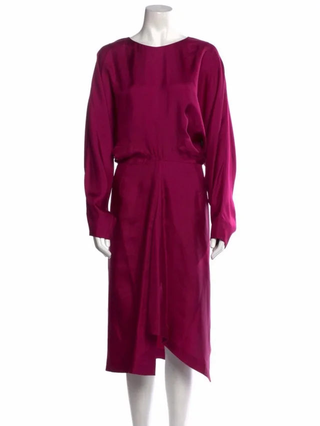 Saint Laurent Silk Fuchsia Midi Dress in pink Silk from Poshmark
