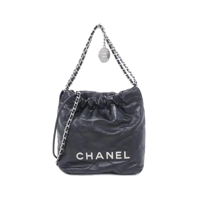 CHANEL 22 Line Mini AS3980 Bag in BLACK / SILVER metal fittings calf from KOMEHYO