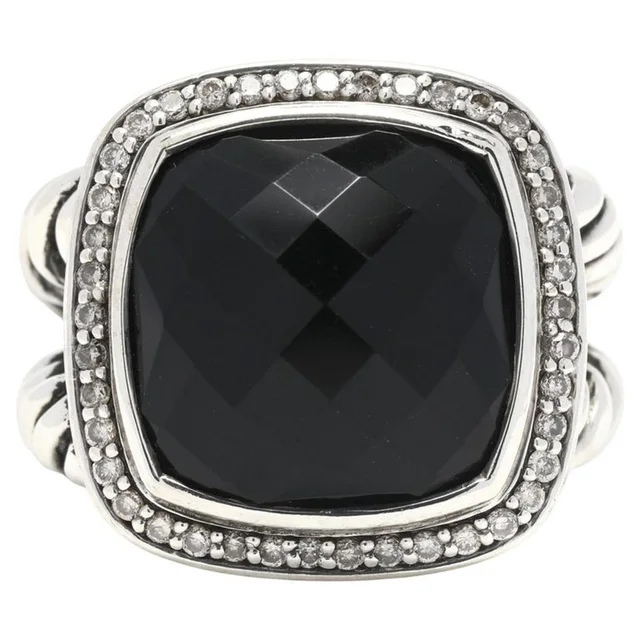 David Yurman Albion 15mm Black Onyx Diamond Sterling Silver Ring Size 6 in silver|gray from Poshmark