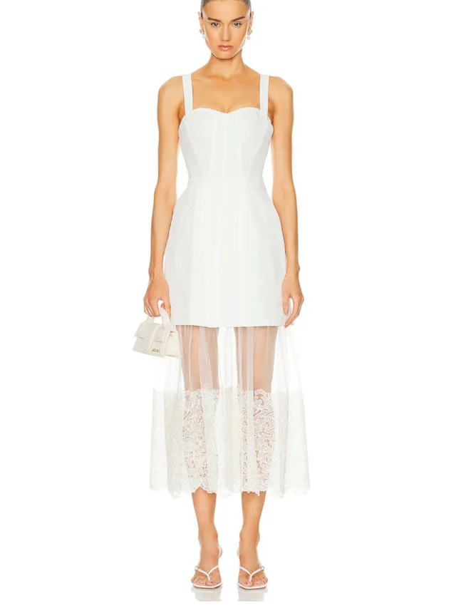 SIMKHAI Callan Bustier Midi Dress in white from Poshmark