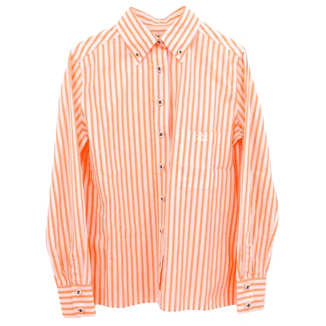 Chanel Blouse Shirt Orange in Orange from AMORE Vintage Tokyo