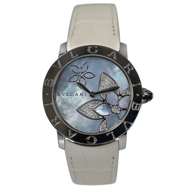 Bvlgari Bvlgari Automatic Blue Dial Ladies Watch 101897 in silver|blue|gray|white Leather from Jomashop.com