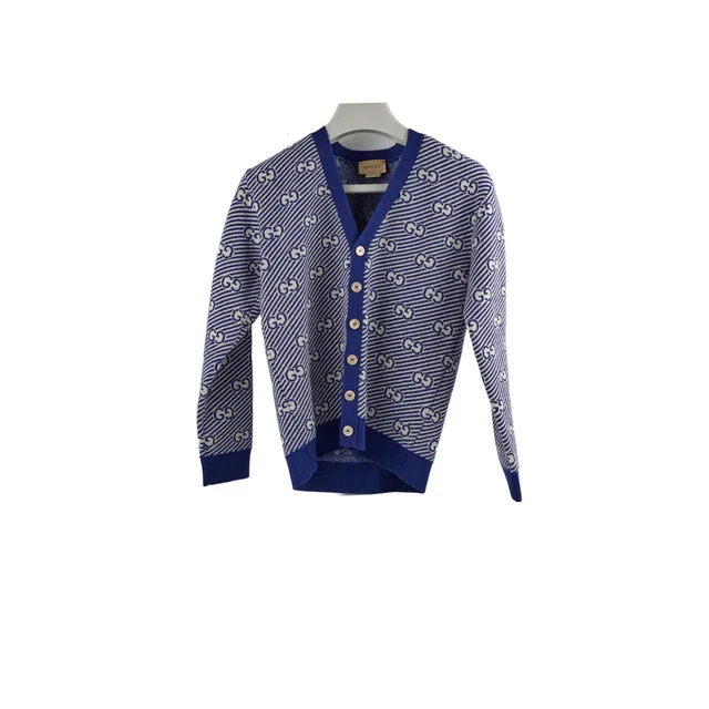 Gucci Sweater Blue/White Girls Size 8 in White Wool from The Purse Affair