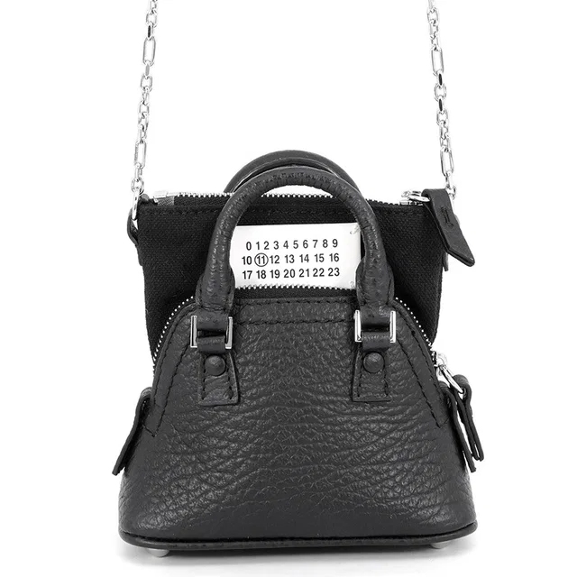Maison Margiela 5AC Classic Chain Shoulder Bag BlackSB3WG0025 Grainy Calf Leather Canvas Size baby in Calfskin from GALLERY RARE