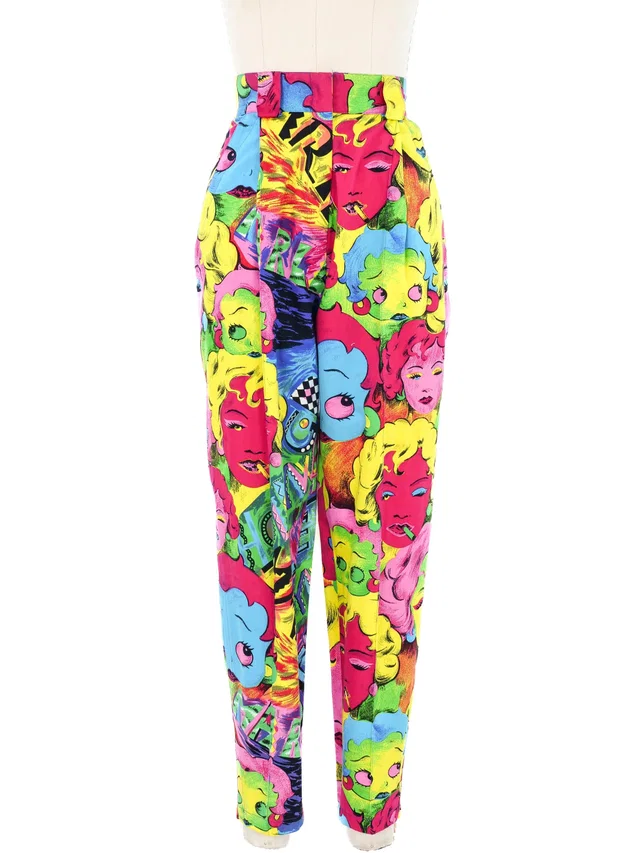 1991 Versace Pop Art Andy Warhol Marilyn Monroe X Betty Boop Trousers from Arcade Vintage
